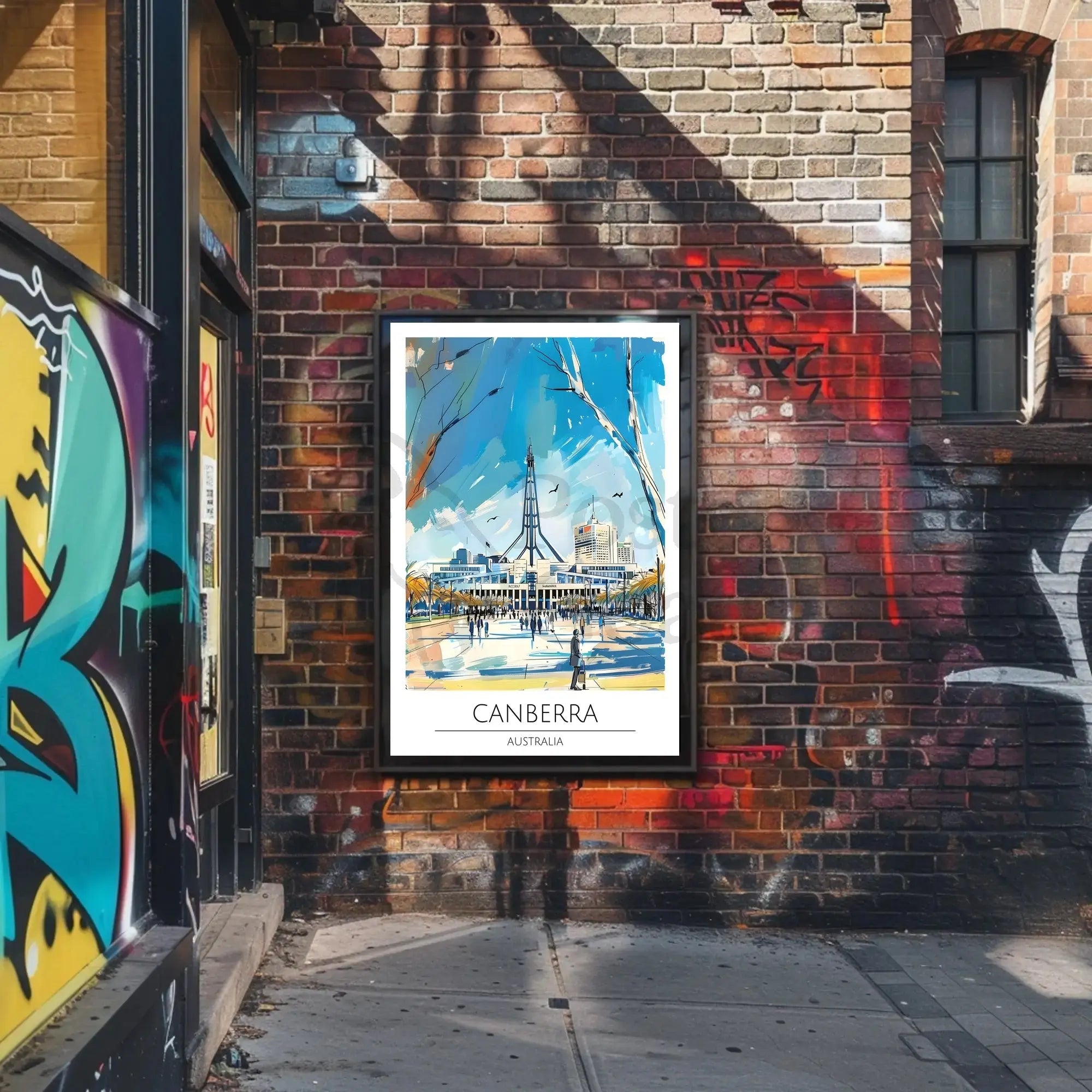 Canberra Skyline Travel Poster PosterGoat