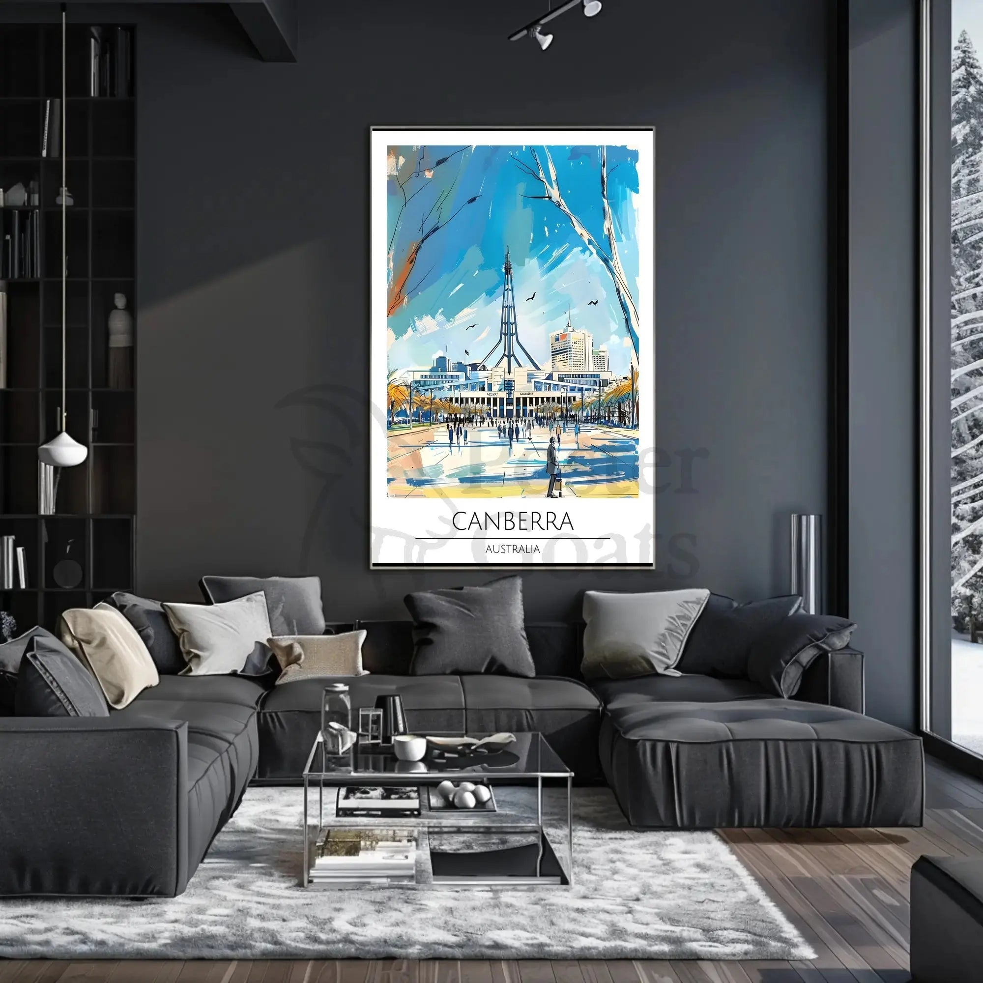 Canberra Skyline Travel Poster PosterGoat