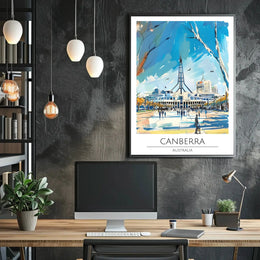Canberra Skyline Travel Poster PosterGoat