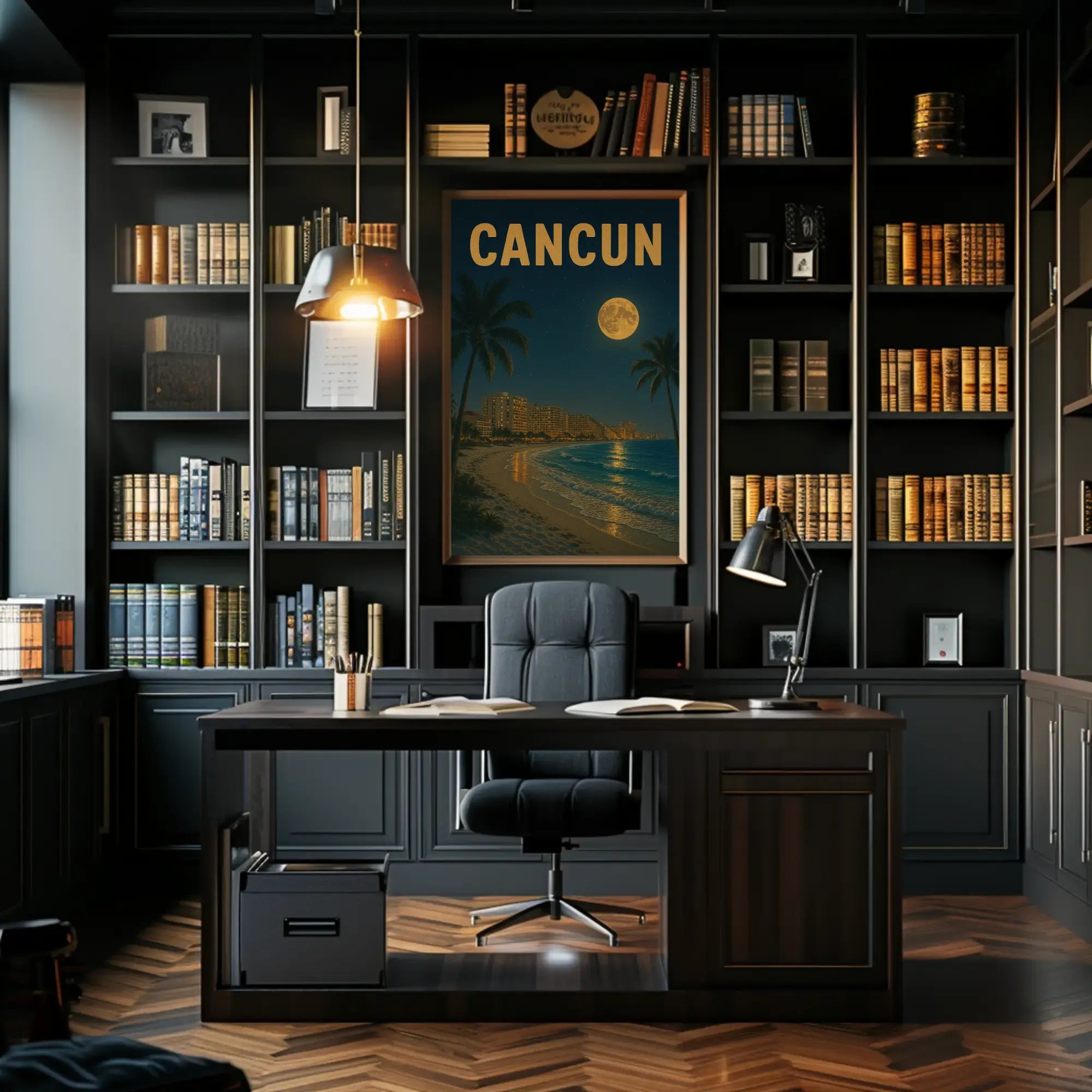Cancun Night Beach Scene Travel Poster PosterGoat