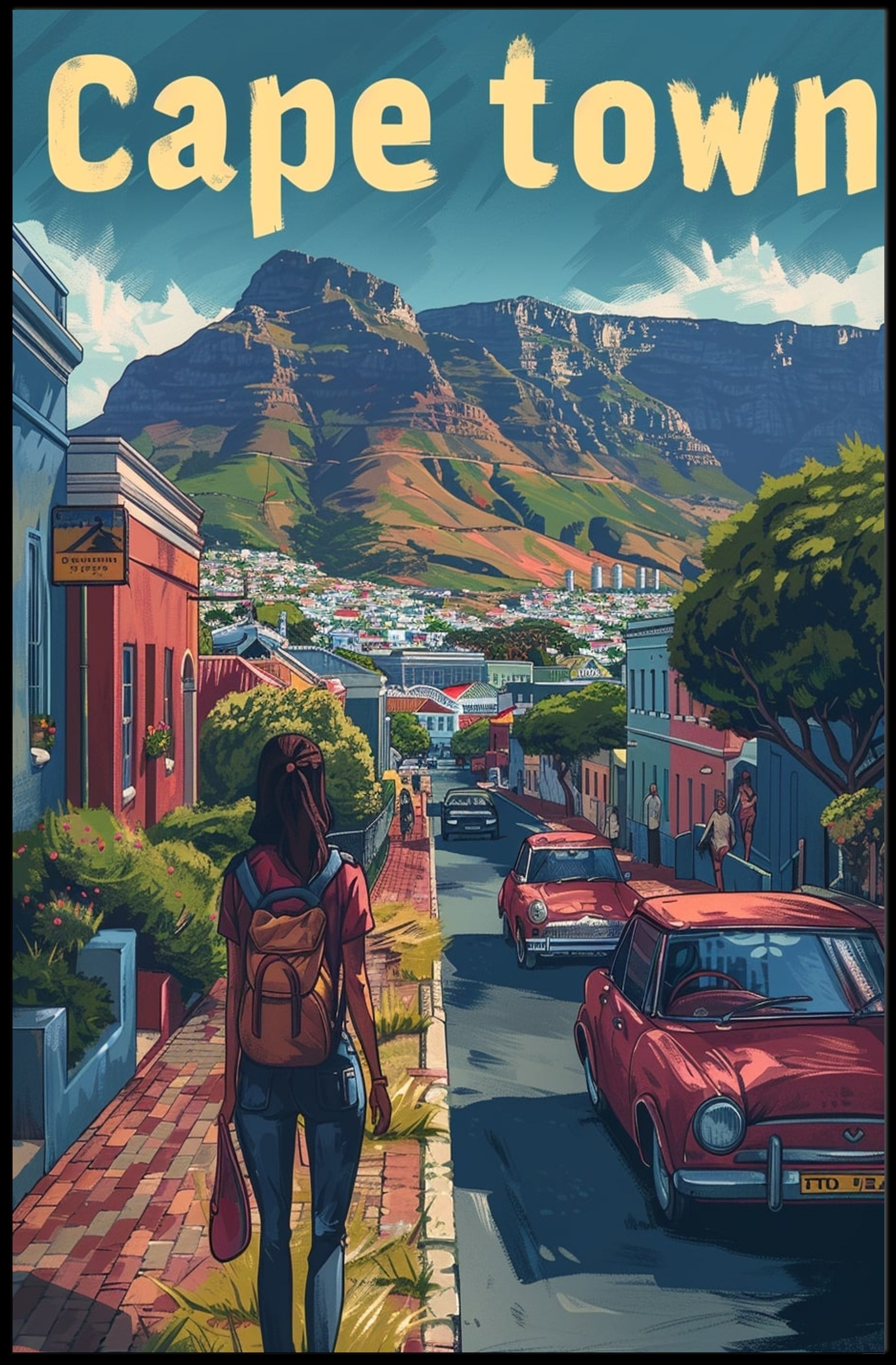 Cape Town Adventure Street Scene Travel Poster PosterGoat