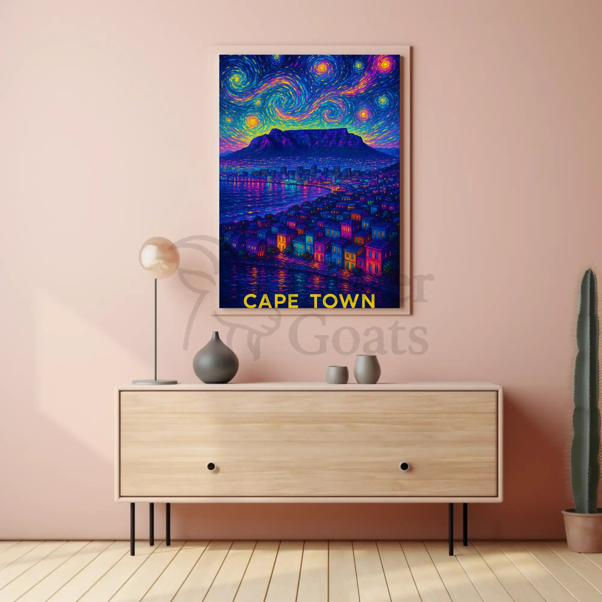 Cape Town Cityscape Impressionist Art Travel Poster PosterGoat