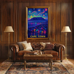 Cape Town Cityscape Impressionist Art Travel Poster PosterGoat