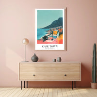 Cape Town Coastal Cityscape Illustration Travel Poster PosterGoat