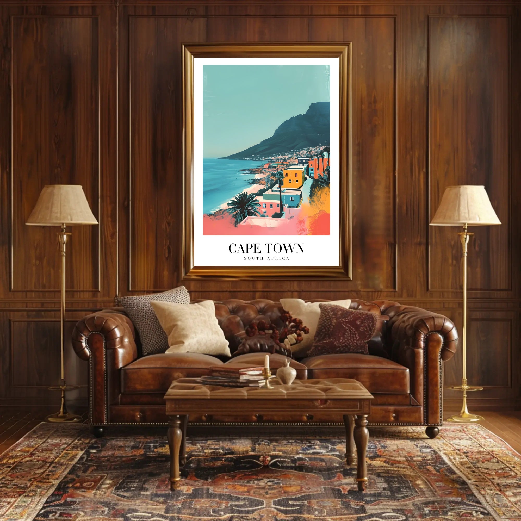 Cape Town Coastal Cityscape Illustration Travel Poster PosterGoat
