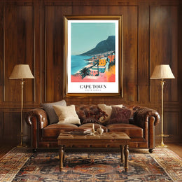 Cape Town Coastal Cityscape Illustration Travel Poster PosterGoat