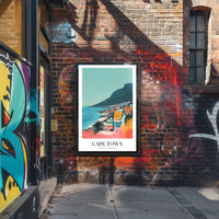 Cape Town Coastal Cityscape Illustration Travel Poster PosterGoat