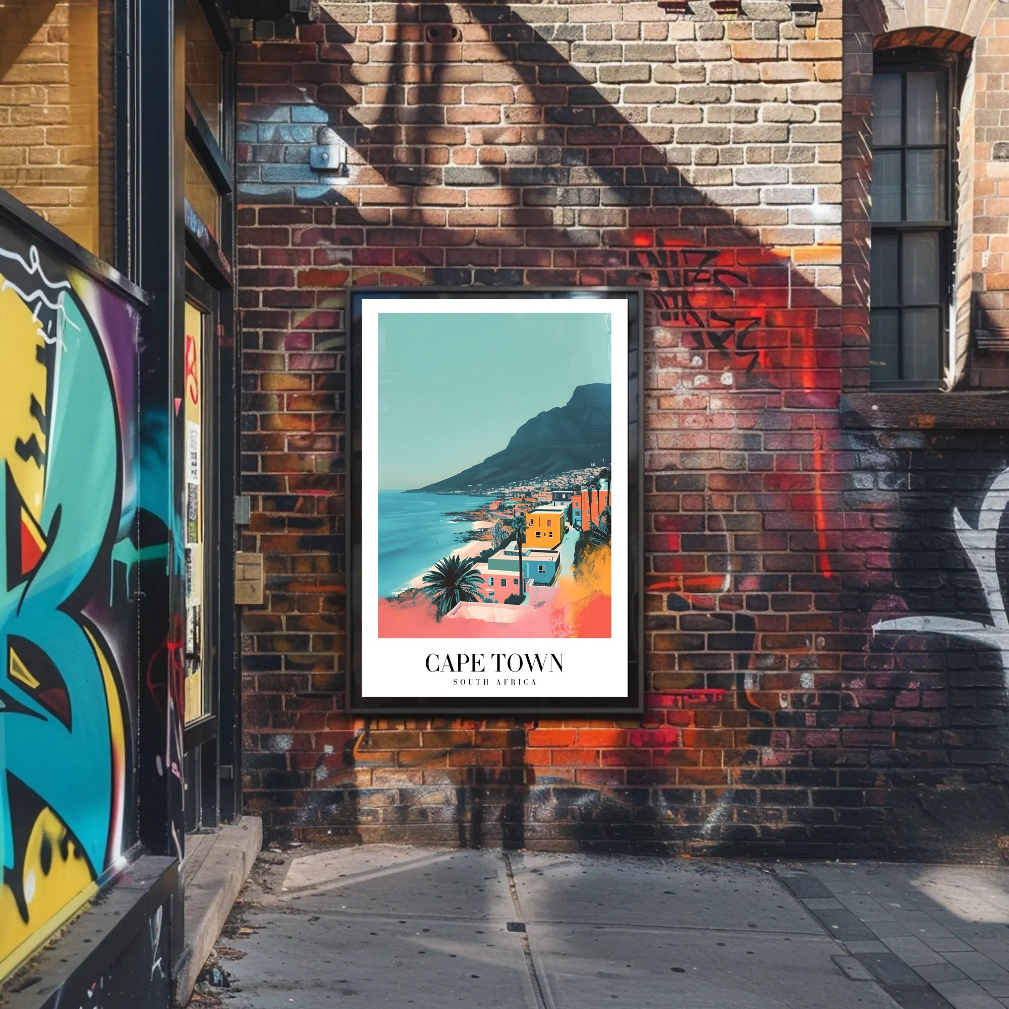 Cape Town Coastal Cityscape Illustration Travel Poster PosterGoat