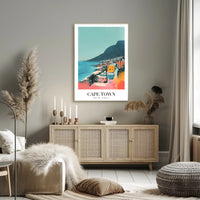 Cape Town Coastal Cityscape Illustration Travel Poster PosterGoat