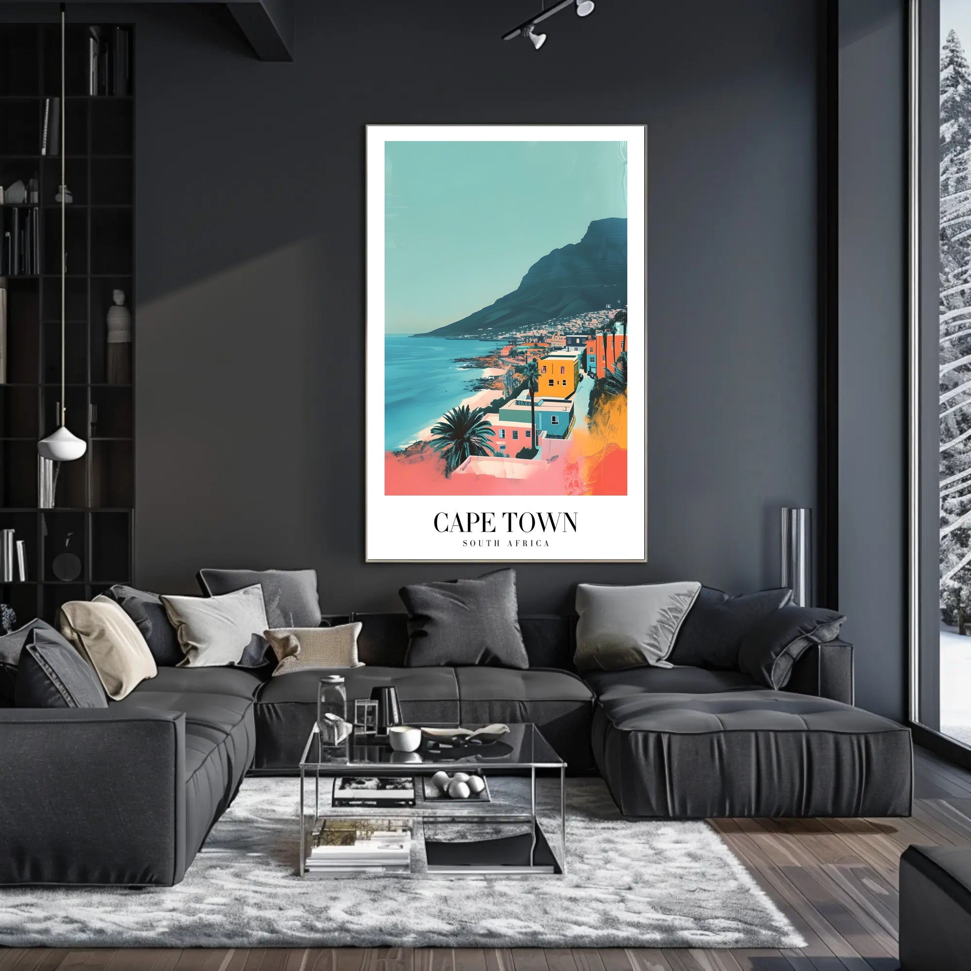 Cape Town Coastal Cityscape Illustration Travel Poster PosterGoat
