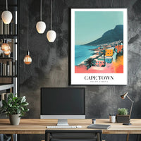 Cape Town Coastal Cityscape Illustration Travel Poster PosterGoat