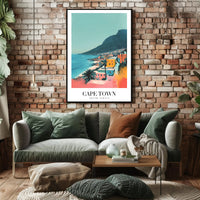 Cape Town Coastal Cityscape Illustration Travel Poster PosterGoat