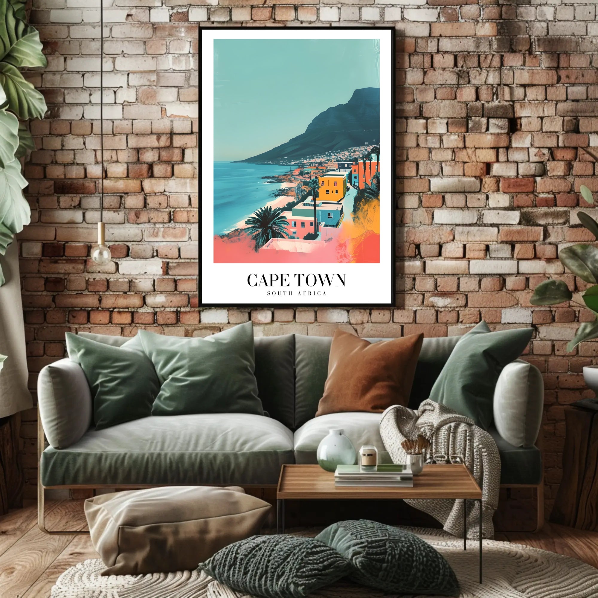 Cape Town Coastal Cityscape Illustration Travel Poster PosterGoat