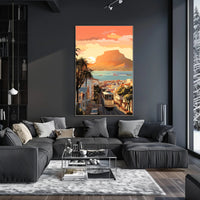 Cape Town Coastal Sunset Travel Poster PosterGoat