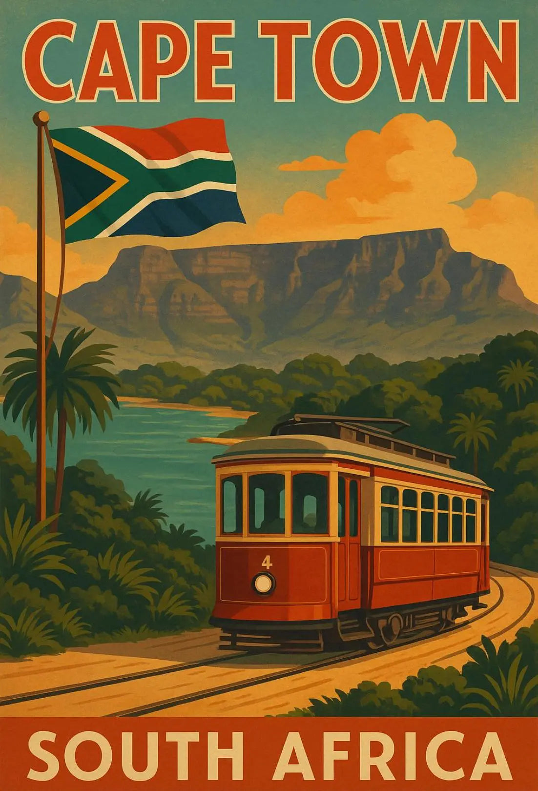 Cape Town Vintage Travel Adventure Poster PosterGoat