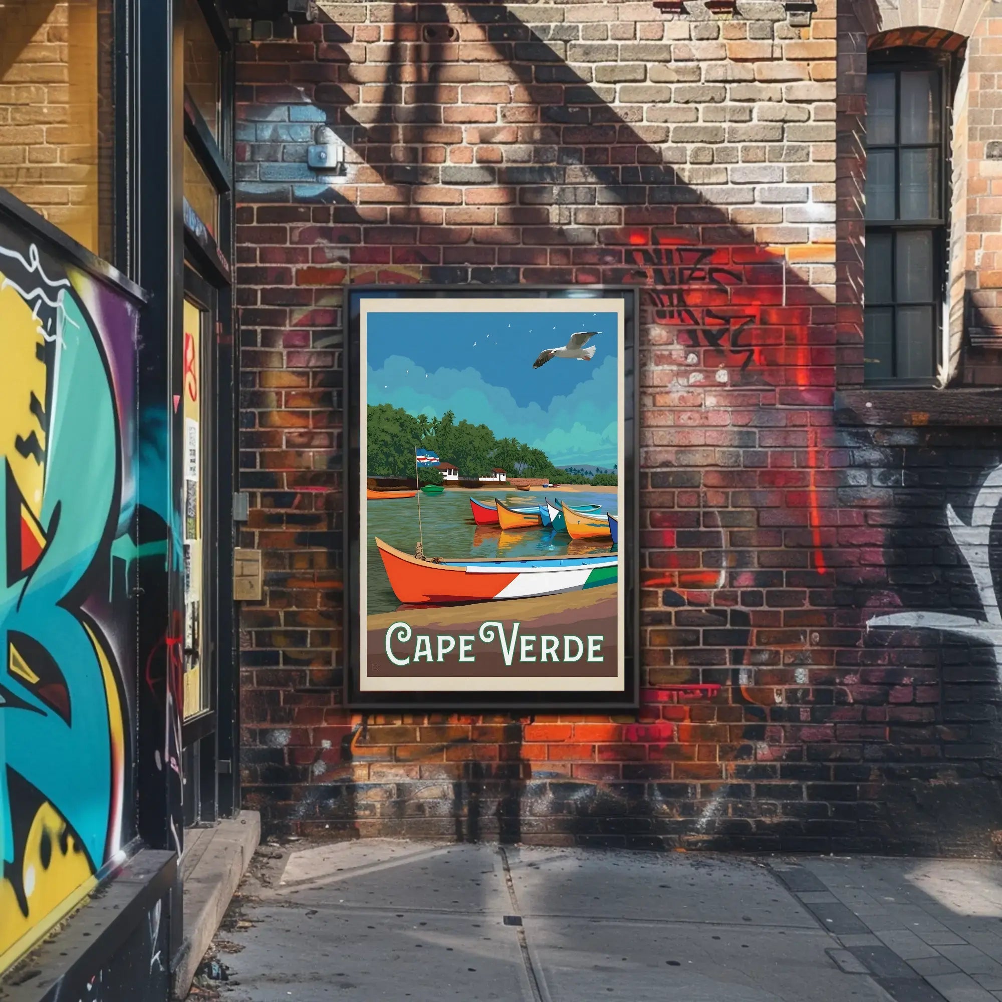 Cape Verde Coastal Scene Retro Travel Poster PosterGoat