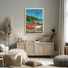 Cape Verde Coastal Scene Retro Travel Poster PosterGoat
