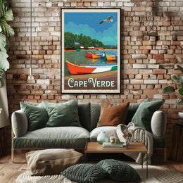 Cape Verde Coastal Scene Retro Travel Poster PosterGoat