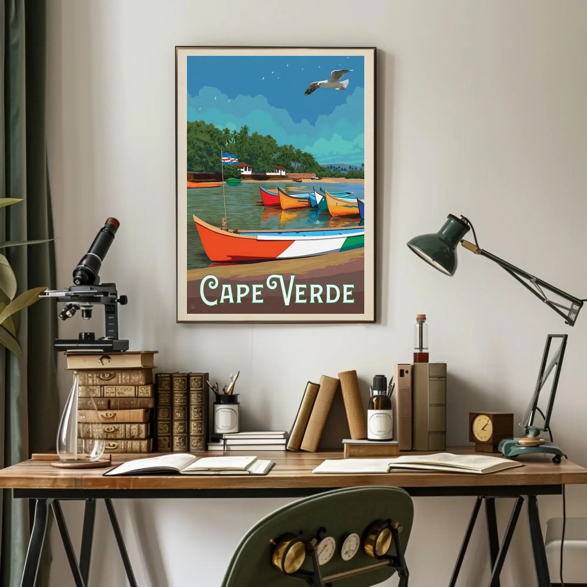 Cape Verde Coastal Scene Retro Travel Poster PosterGoat