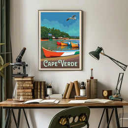 Cape Verde Coastal Scene Retro Travel Poster PosterGoat