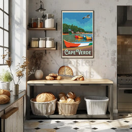 Cape Verde Coastal Scene Retro Travel Poster PosterGoat