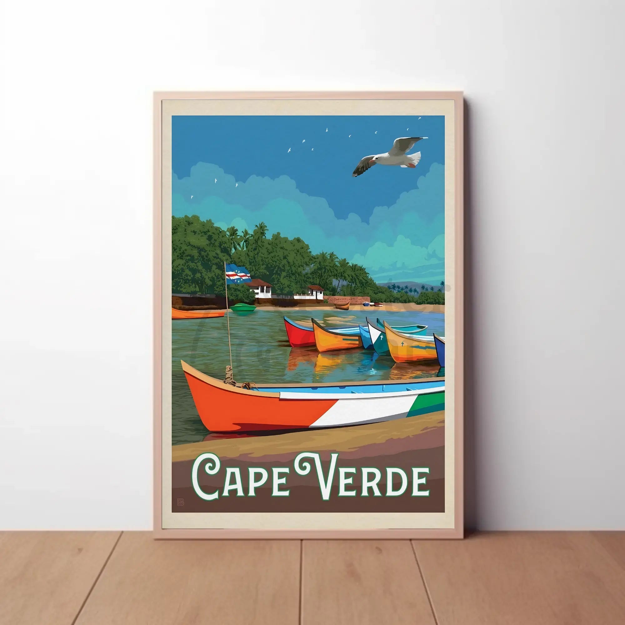 Cape Verde Coastal Scene Retro Travel Poster PosterGoat