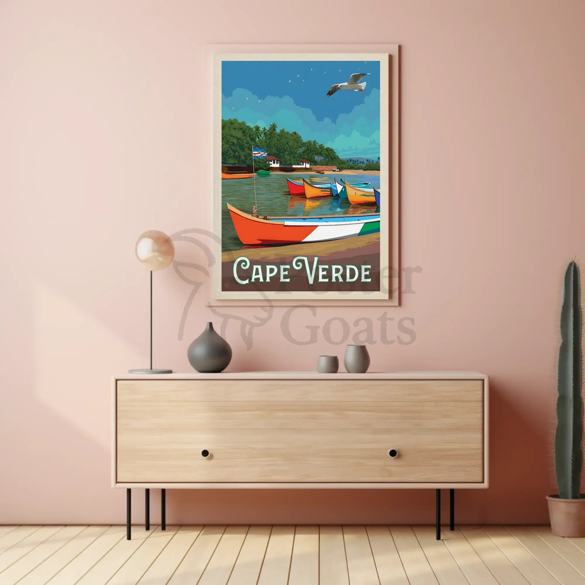 Cape Verde Coastal Scene Retro Travel Poster PosterGoat