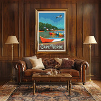Cape Verde Coastal Scene Retro Travel Poster PosterGoat