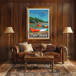 Cape Verde Coastal Scene Retro Travel Poster PosterGoat