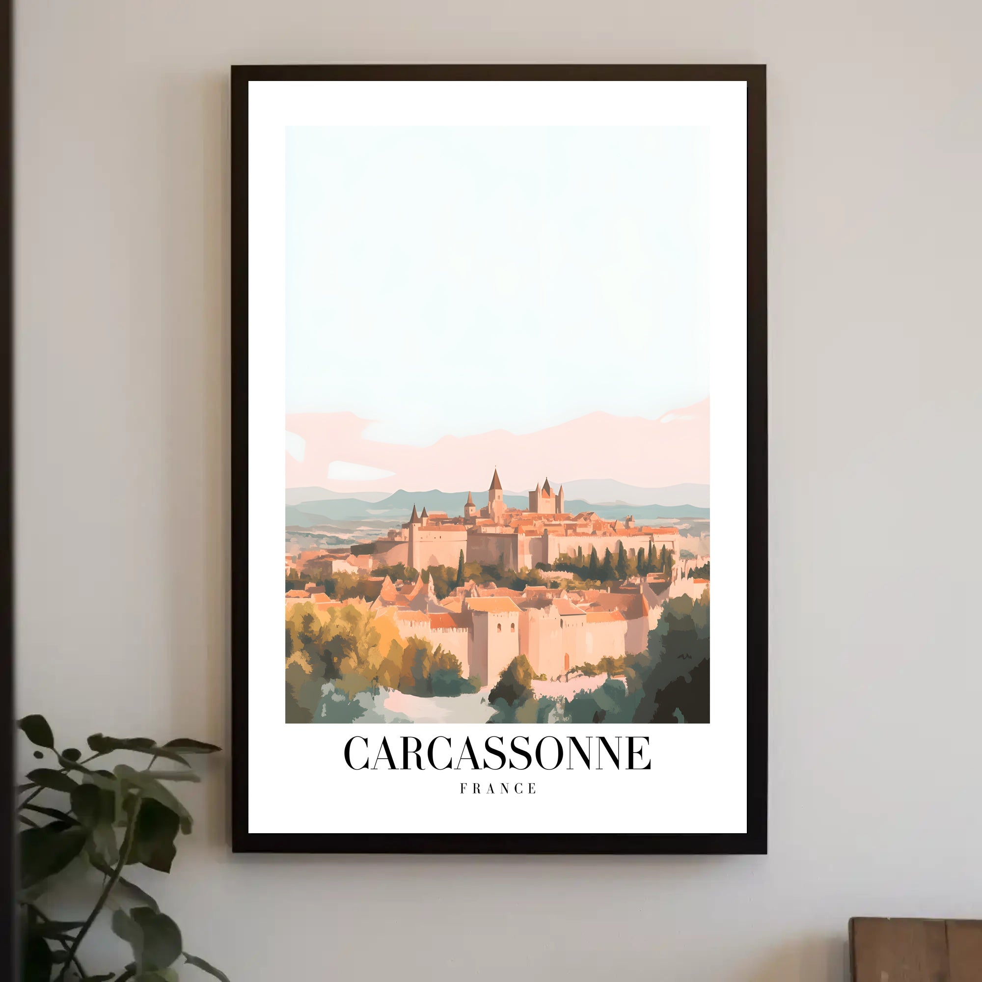 Carcassonne Medieval Cityscape in Vintage Travel Poster PosterGoat