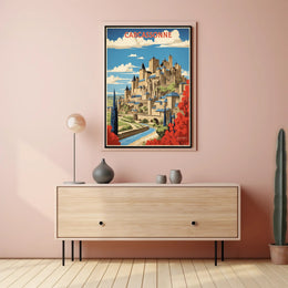 Carcassonne Medieval Fortress Travel Poster PosterGoat