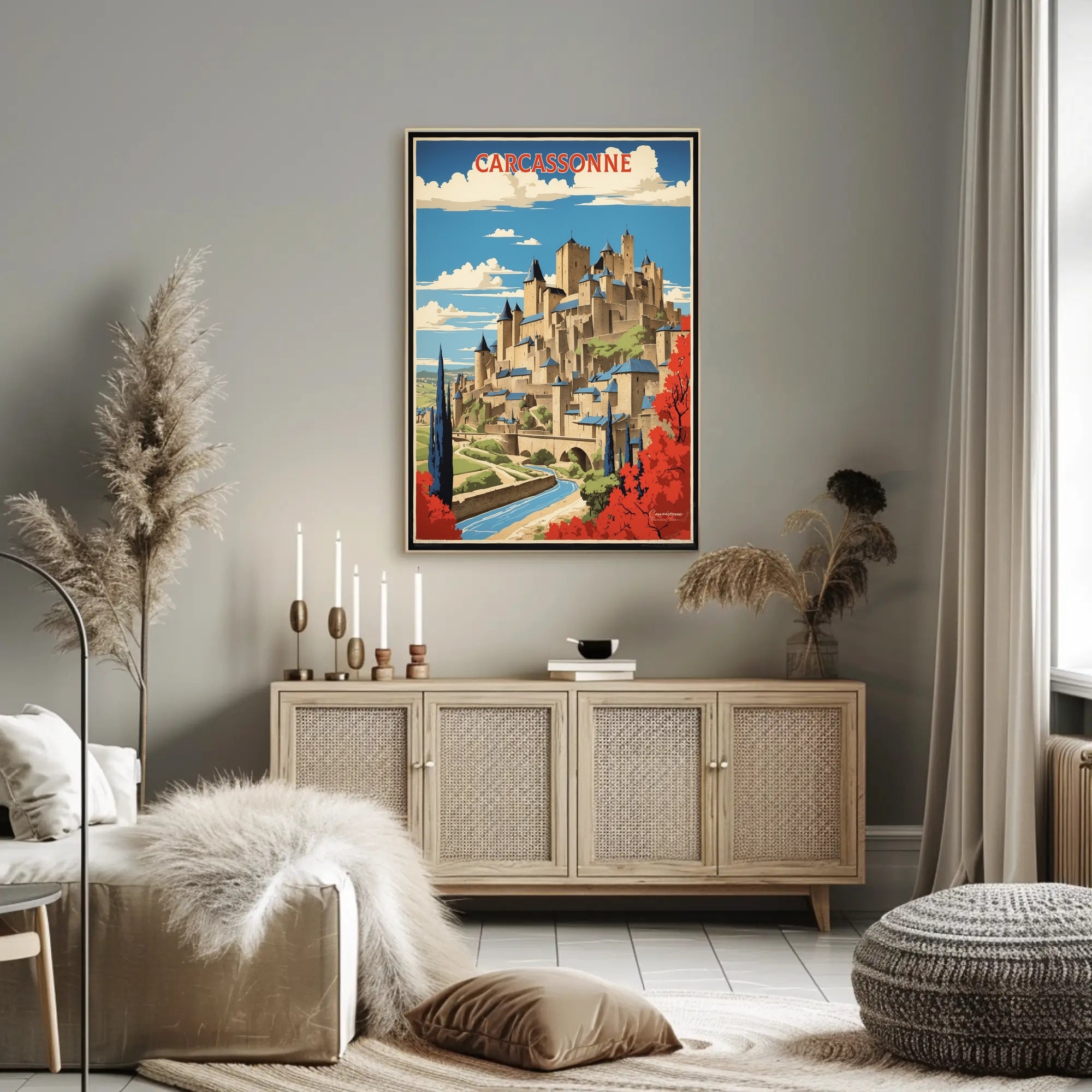 Carcassonne Medieval Fortress Travel Poster PosterGoat