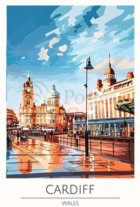 Cardiff Cityscape Art: Vibrant Travel Poster PosterGoat