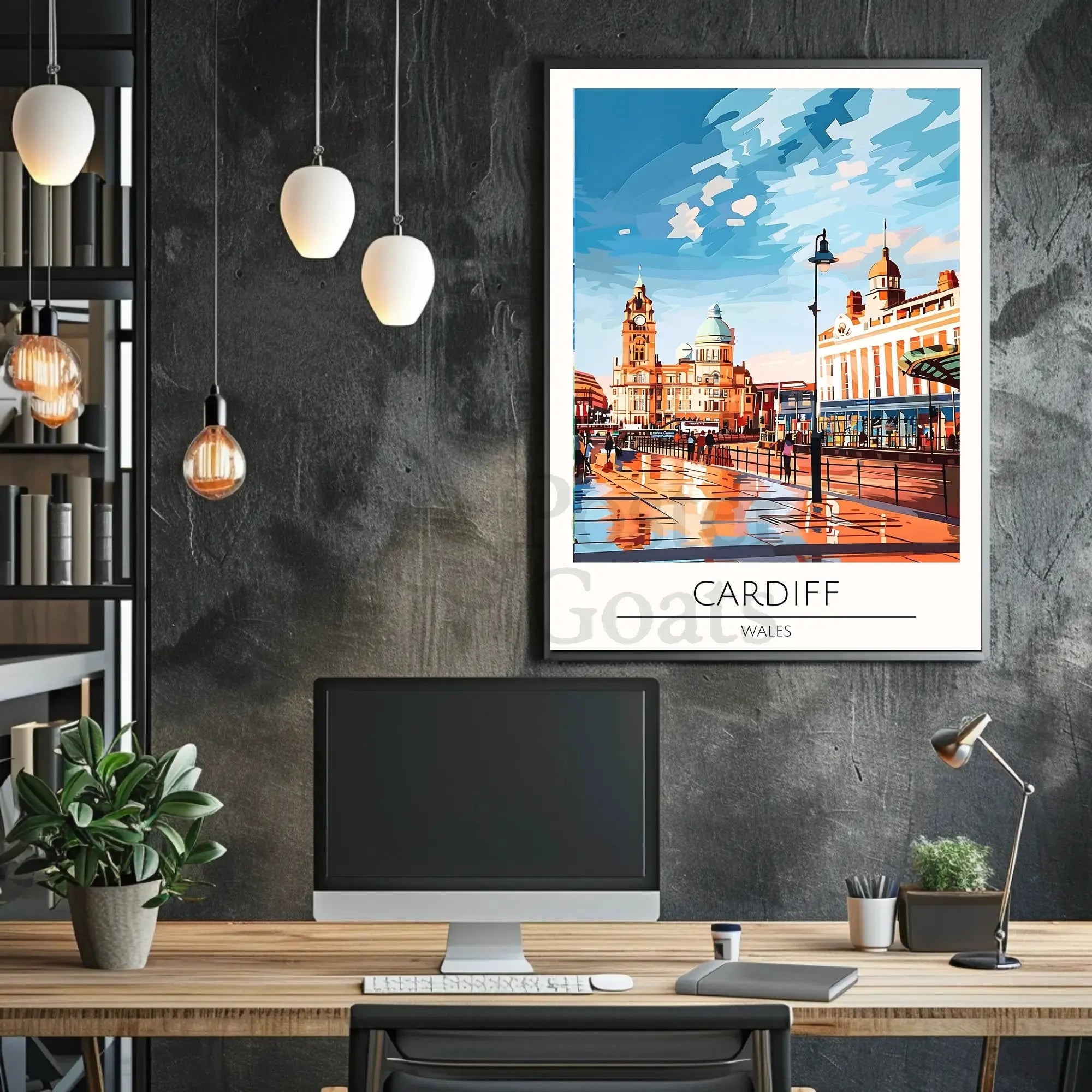 Cardiff Cityscape Art: Vibrant Travel Poster PosterGoat