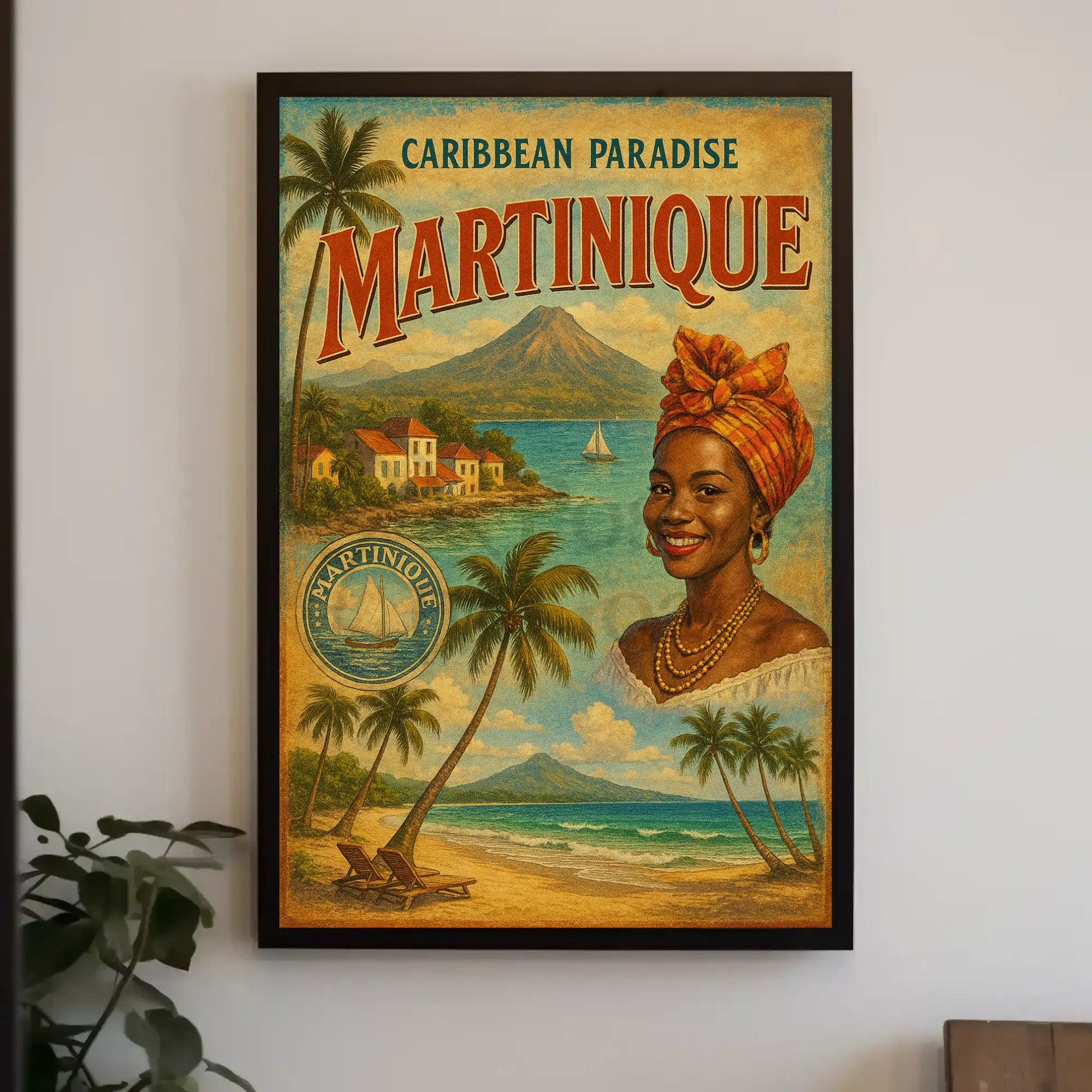 Caribbean Paradise Martinique Vintage Travel Poster PosterGoat