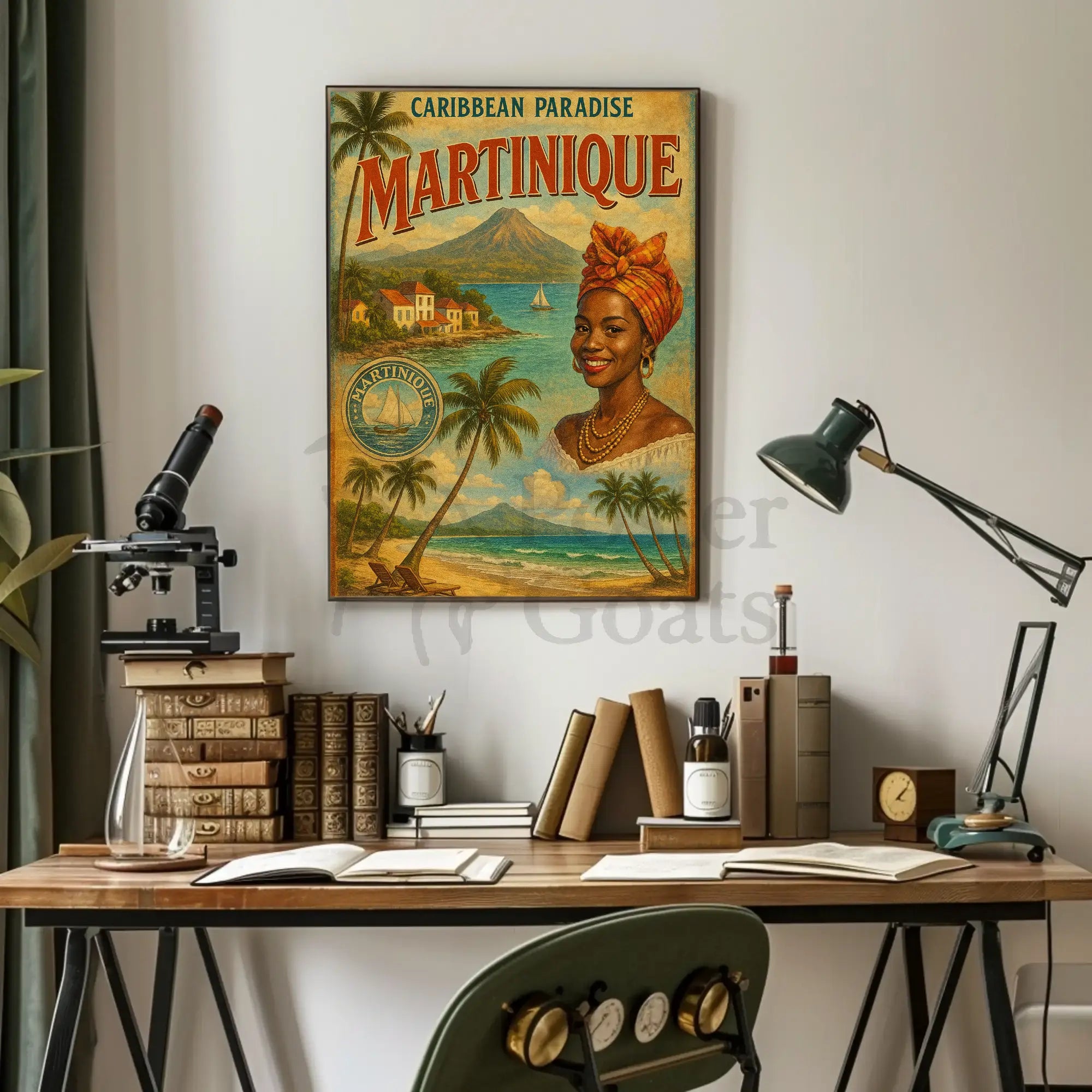 Caribbean Paradise Martinique Vintage Travel Poster PosterGoat