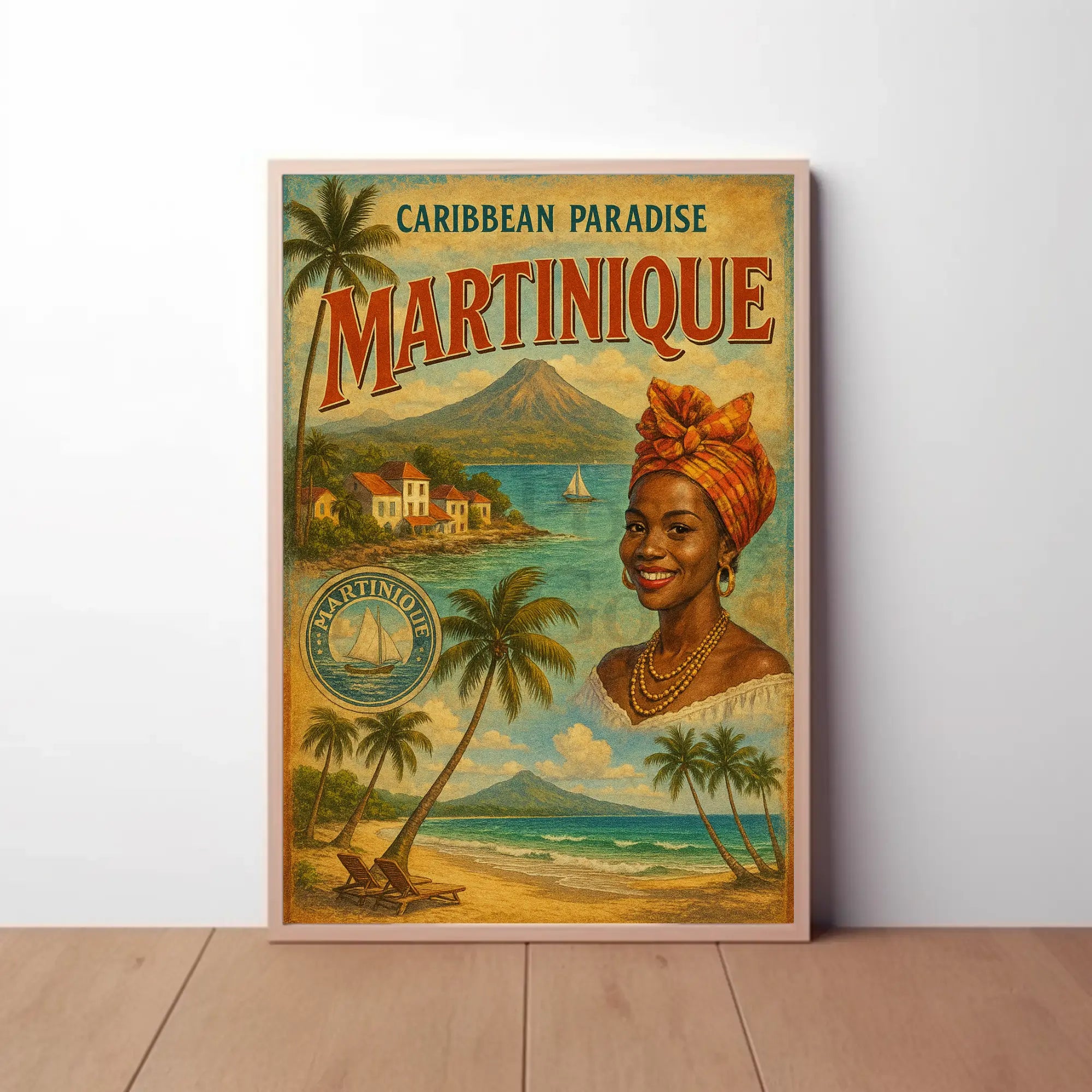Caribbean Paradise Martinique Vintage Travel Poster PosterGoat