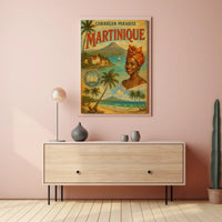 Caribbean Paradise Martinique Vintage Travel Poster PosterGoat