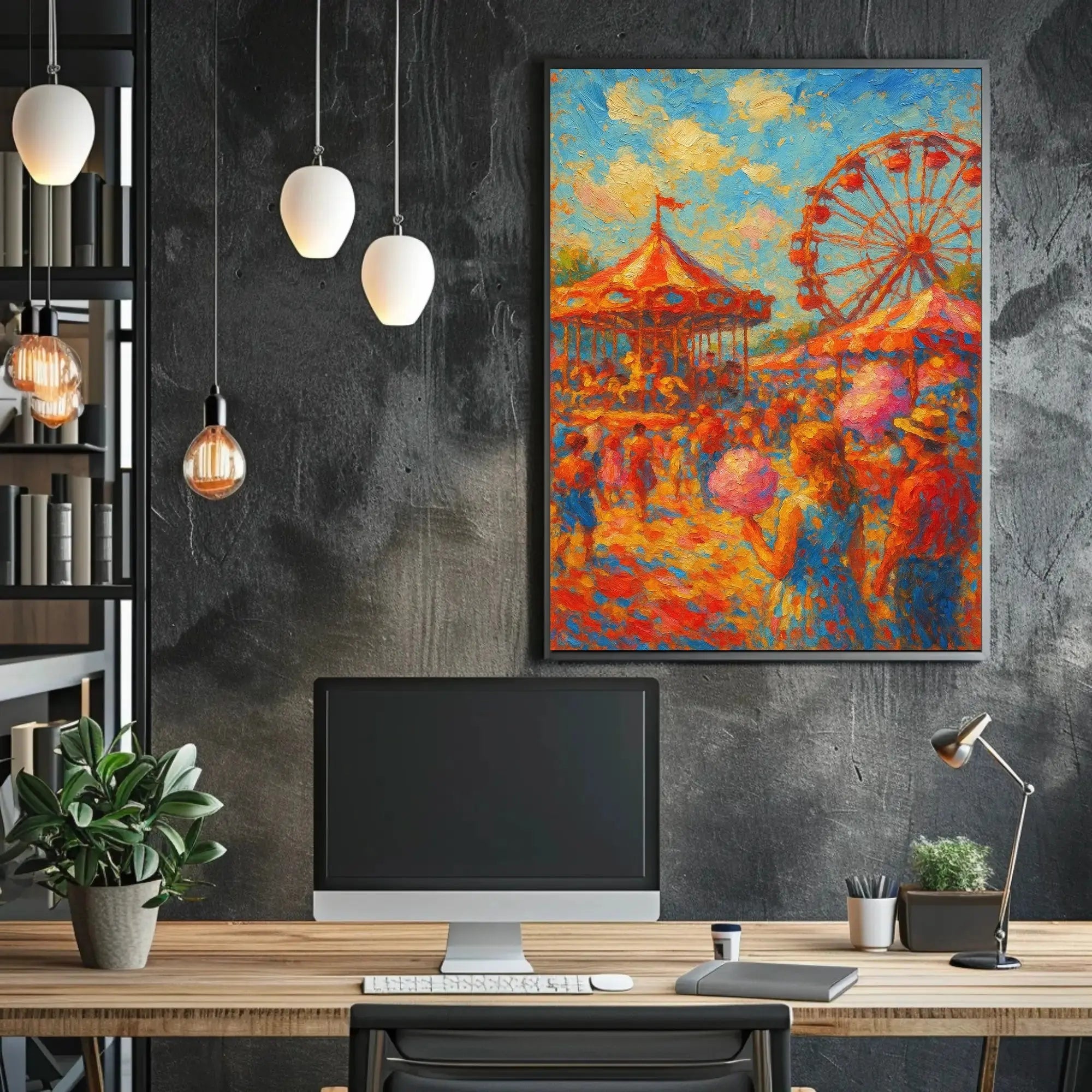 Carnival Amusement Park Vibes: Impressionist Artistic Poster PosterGoat