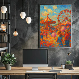 Carnival Amusement Park Vibes: Impressionist Artistic Poster PosterGoat