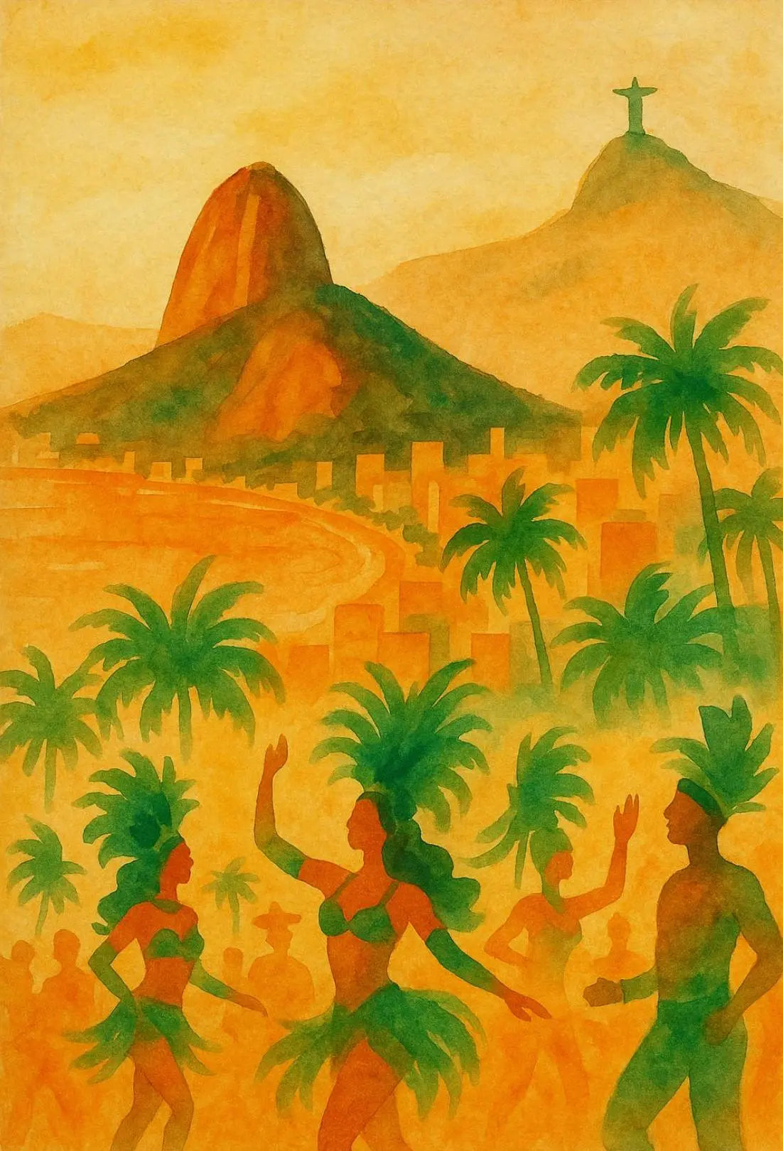 Carnival in Rio Watercolor Cultural Heritage Poster PosterGoat