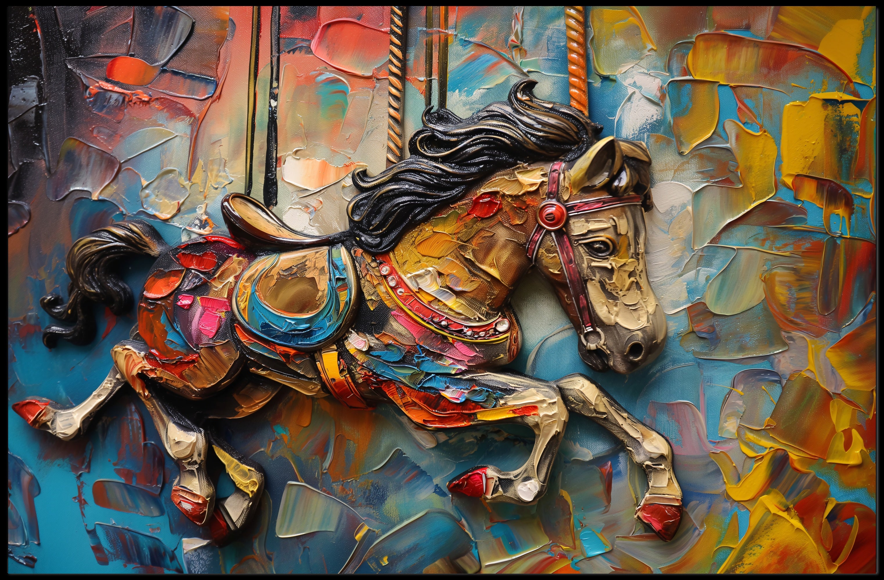Carousel Horse Impressionistic Artwork Classic Artistic Poster PosterGoat