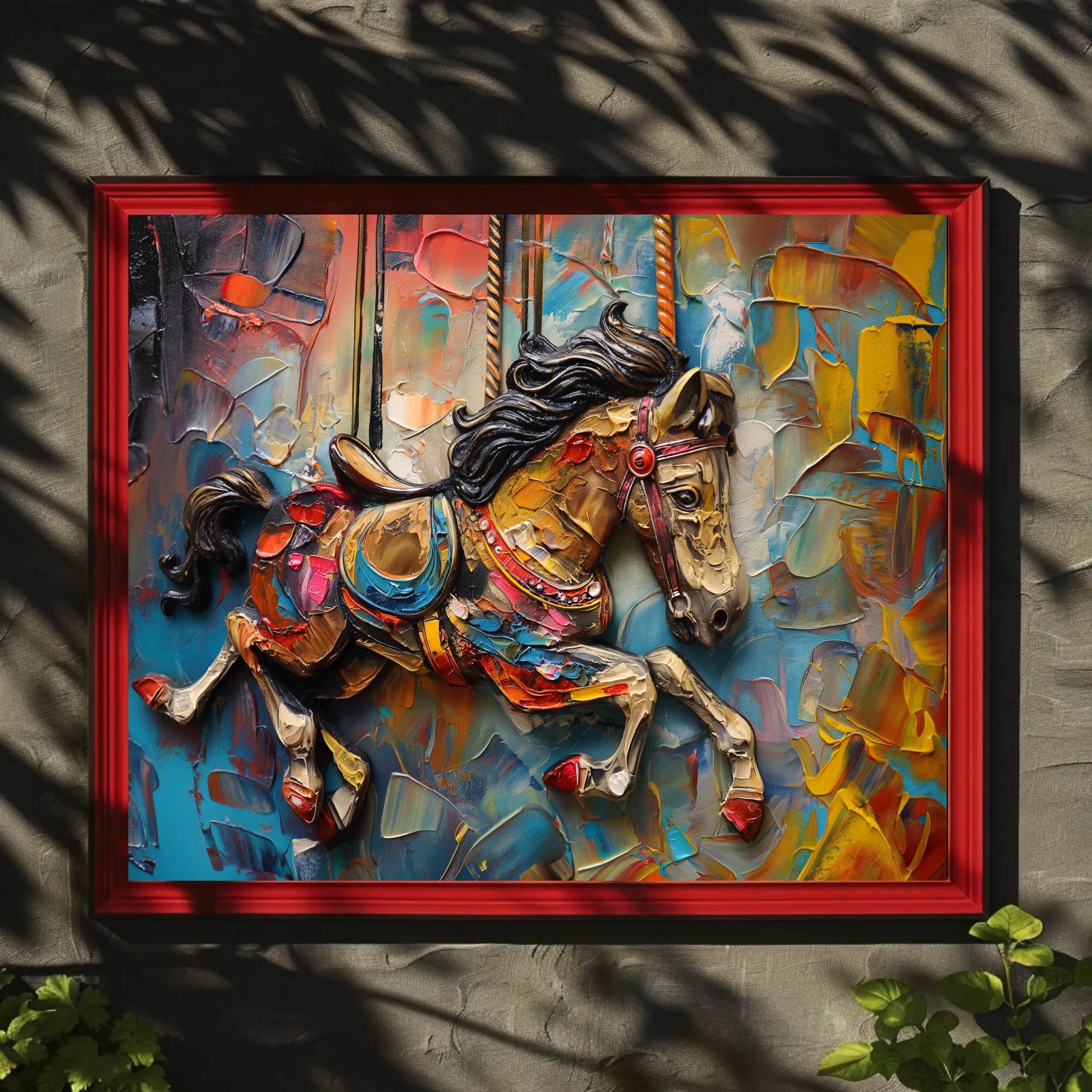 Carousel Horse Impressionistic Artwork Classic Artistic Poster PosterGoat