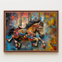 Carousel Horse Impressionistic Artwork Classic Artistic Poster PosterGoat