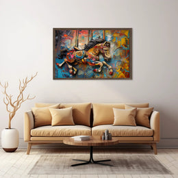 Carousel Horse Impressionistic Artwork Classic Artistic Poster PosterGoat