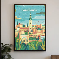 Casablanca Cityscape Illustration Captures Moroccan Cultural Richness Poster PosterGoat