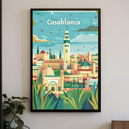 Casablanca Cityscape Illustration Captures Moroccan Cultural Richness Poster PosterGoat
