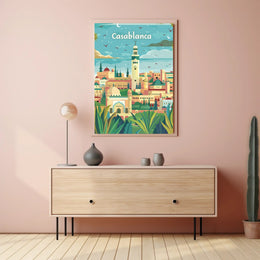 Casablanca Cityscape Illustration Captures Moroccan Cultural Richness Poster PosterGoat