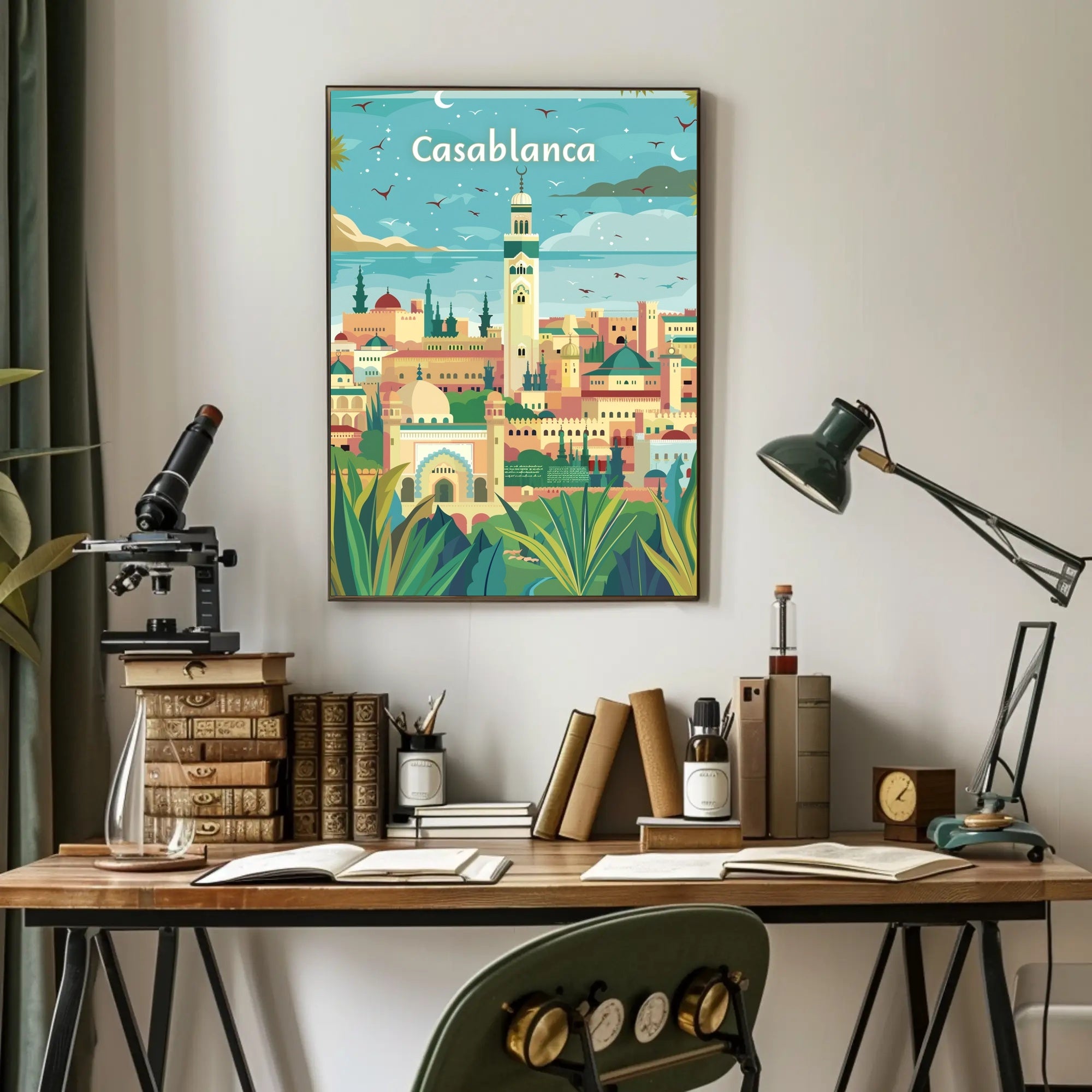 Casablanca Cityscape Illustration Captures Moroccan Cultural Richness Poster PosterGoat