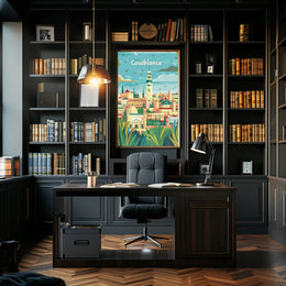 Casablanca Cityscape Illustration Captures Moroccan Cultural Richness Poster PosterGoat